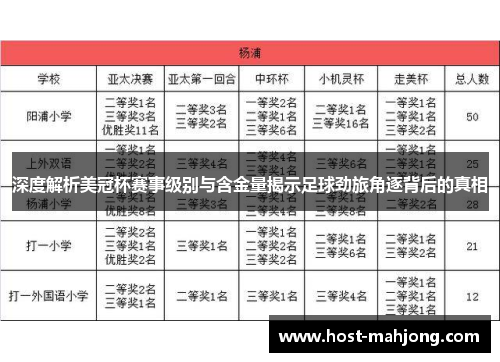深度解析美冠杯赛事级别与含金量揭示足球劲旅角逐背后的真相